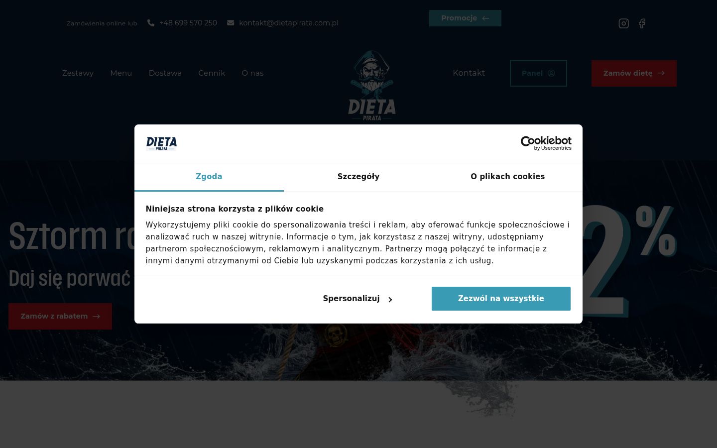 Zrzut ekranu banera zgody wyświetlanego przed jakąkolwiek interakcją