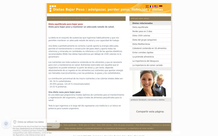 Screenshot of dietasbajarpeso.com