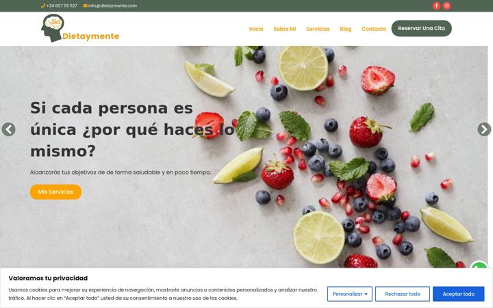 Screenshot of dietaymente.com