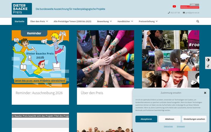 Screenshot of dieter-baacke-preis.de