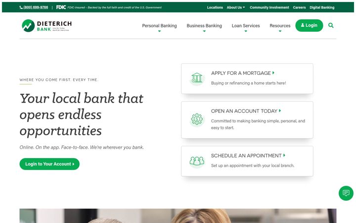 Capture d'écran de dieterichbank.com