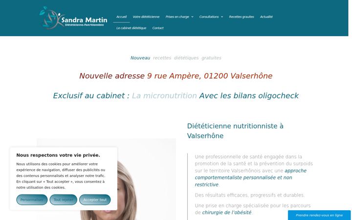 Ekrānuzņēmums no dieteticienne-sandramartin.fr