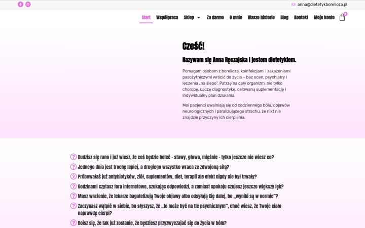 Екранна снимка на dietetykborelioza.pl