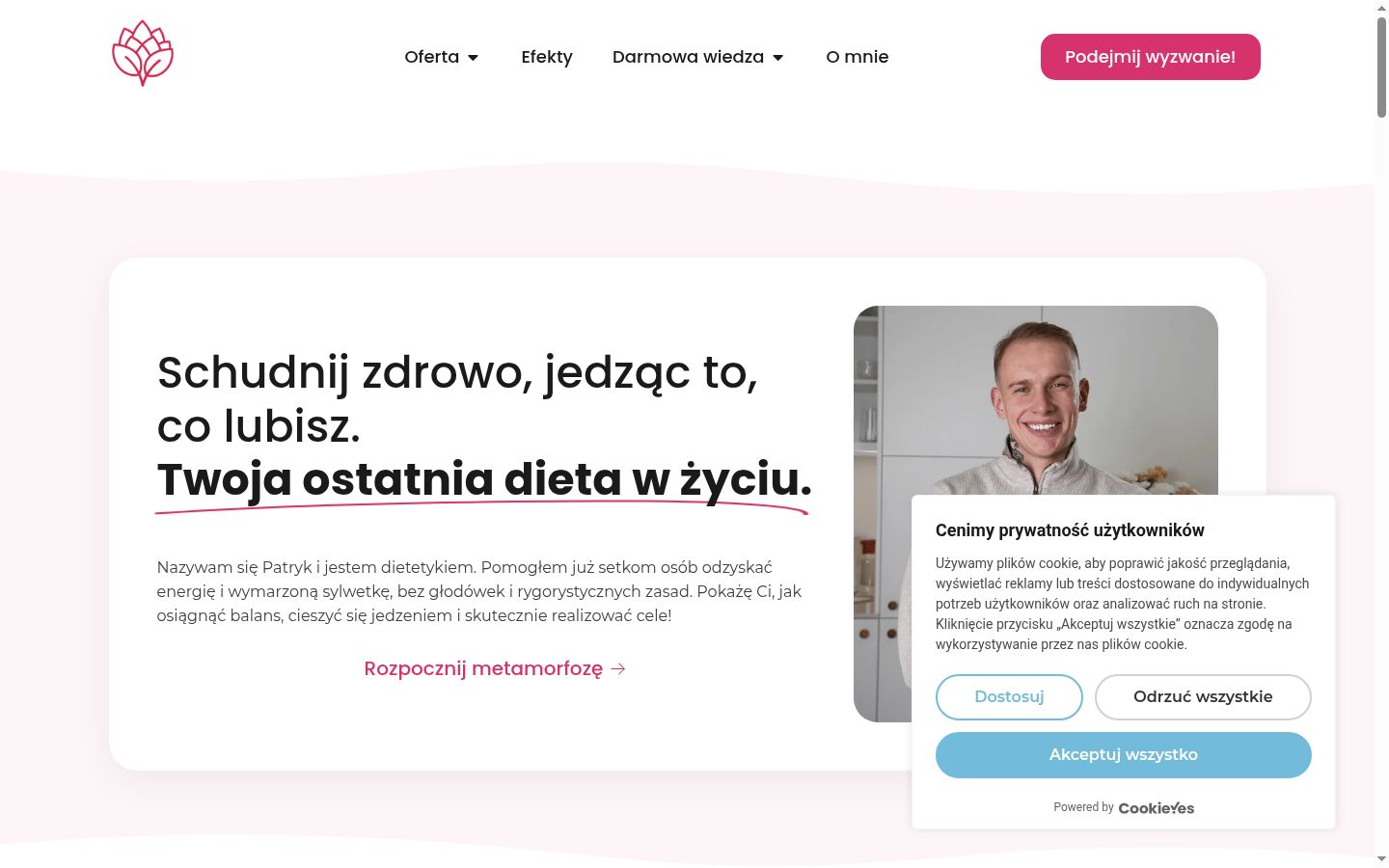 Snimka zaslona bannera za privolu prikazanog prije bilo kakve interakcije