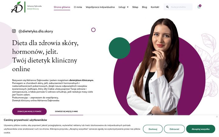 Snimka zaslona za dietetykdabrowska.pl