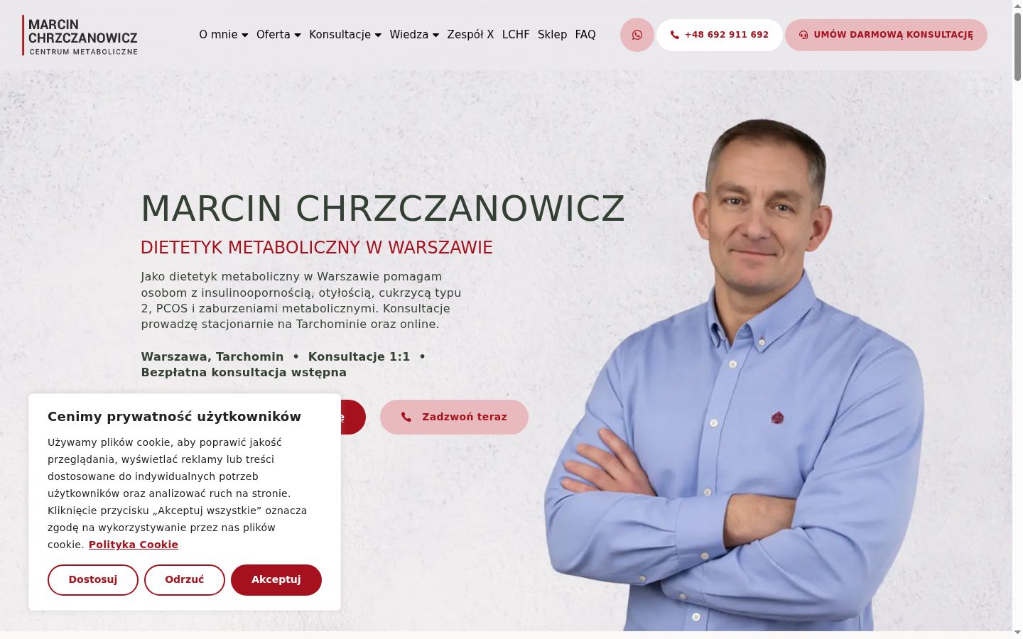 Zrzut ekranu banera zgody wyświetlanego przed jakąkolwiek interakcją