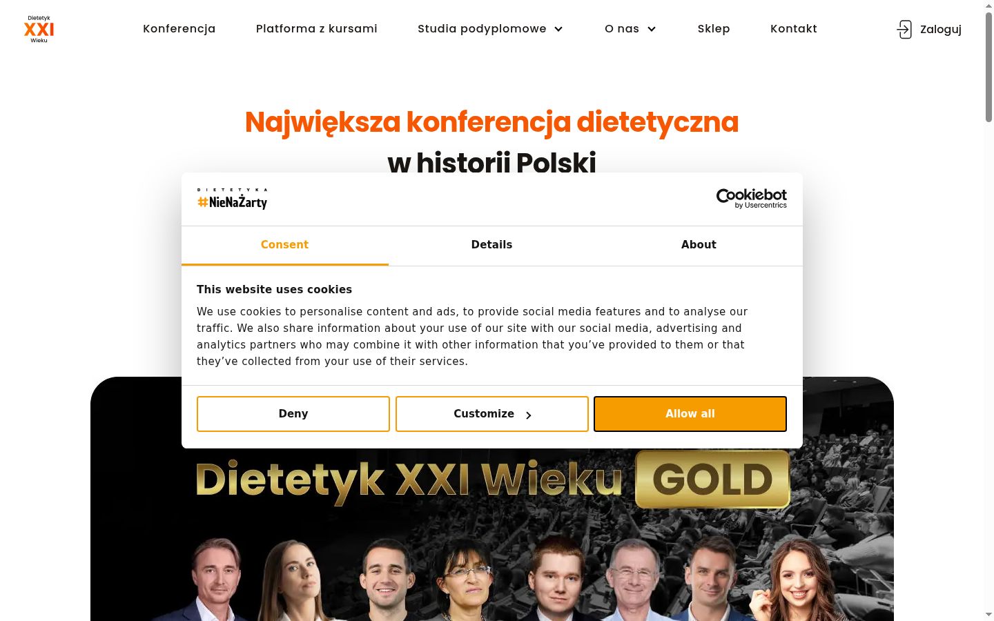 Snimka zaslona bannera za privolu prikazanog prije bilo kakve interakcije