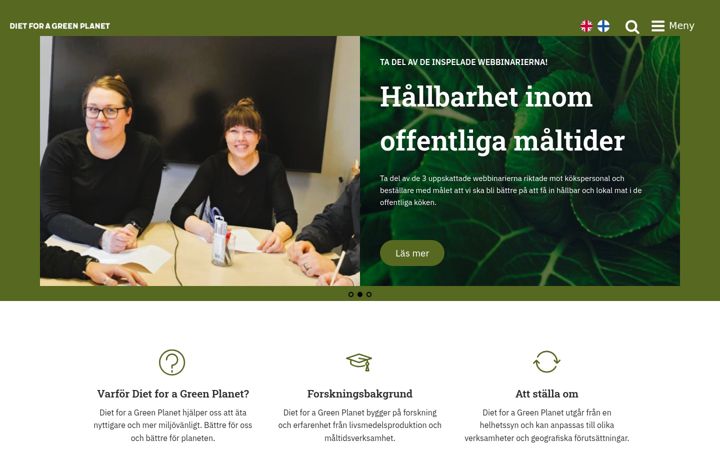 Screenshot ta' dietforagreenplanet.se