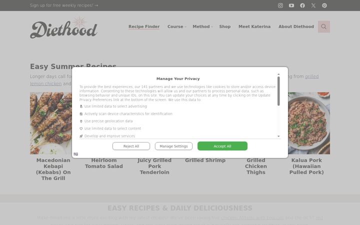 Screenshot of diethood.com