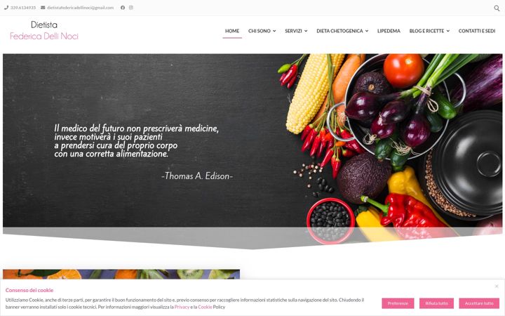 Screenshot of dietistafedericadellinoci.com