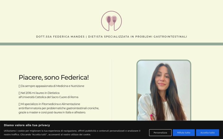 Screenshot of dietistafedericamandes.it