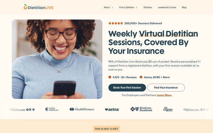 Screenshot of dietitianlive.com