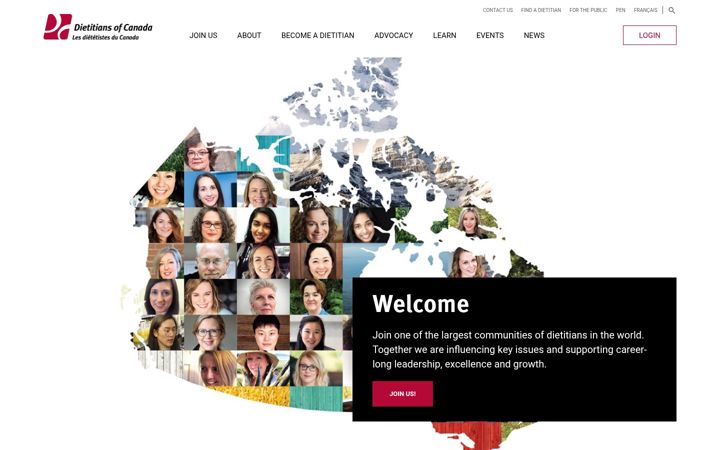 Zrzut ekranu dietitians.ca