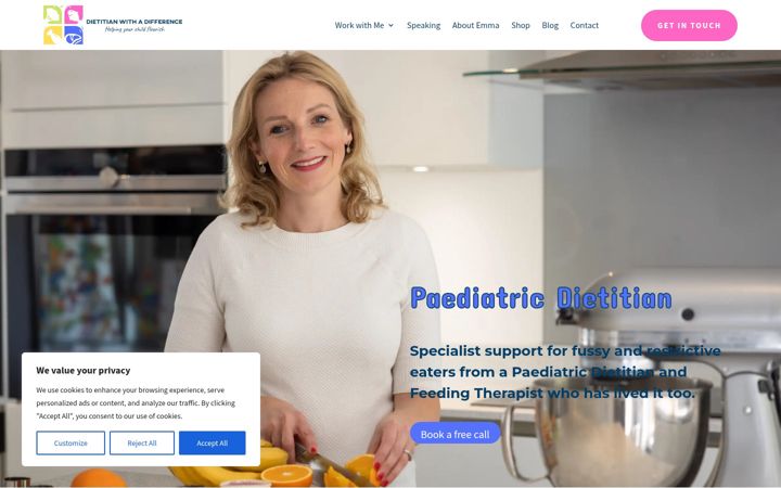 Skærmbillede af dietitianwithadifference.co.uk