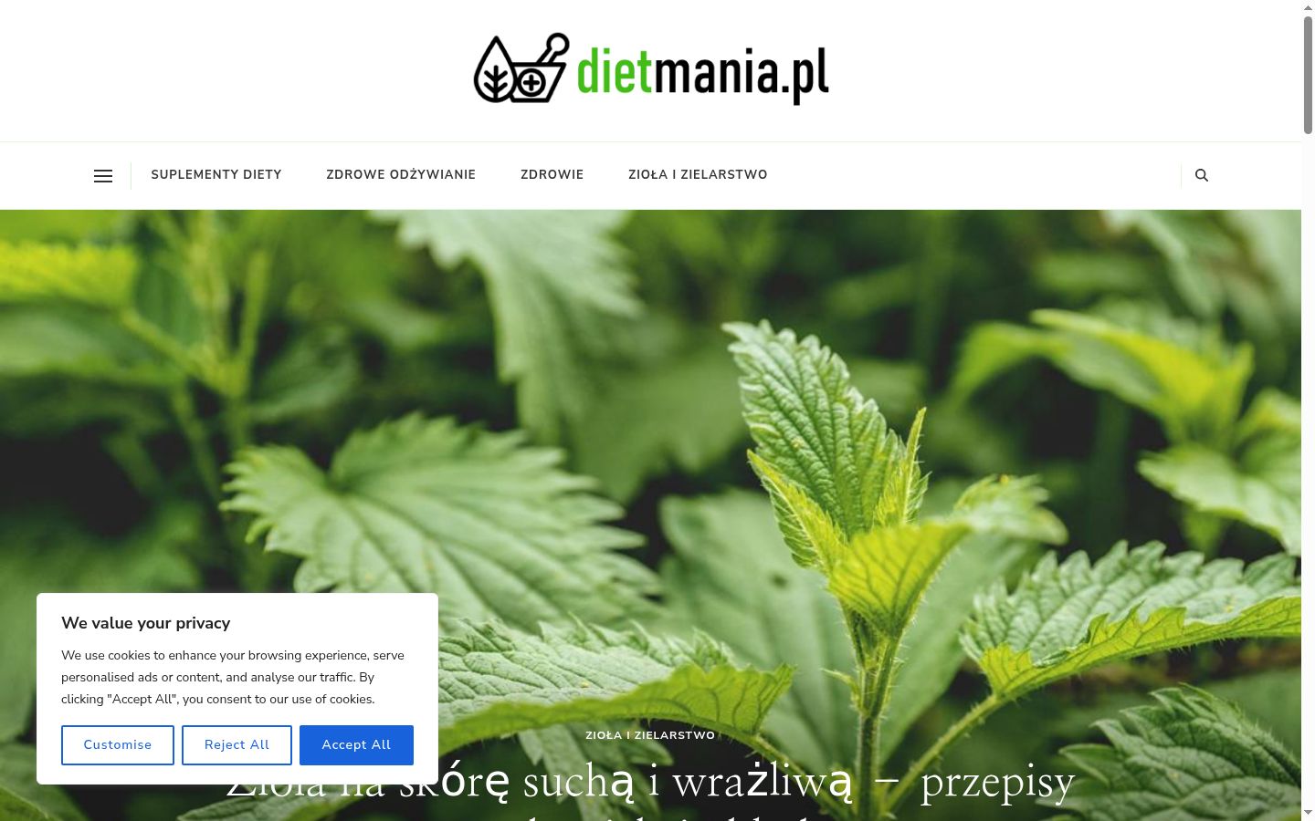 Snimka zaslona bannera za privolu prikazanog prije bilo kakve interakcije