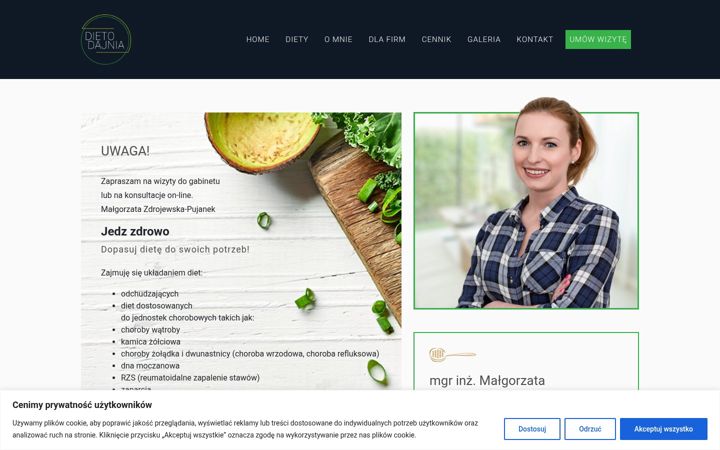 Екранна снимка на dietodajnia.pl