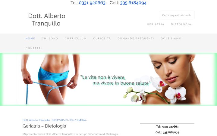 Screenshot of dietologoalbertotranquillo.it