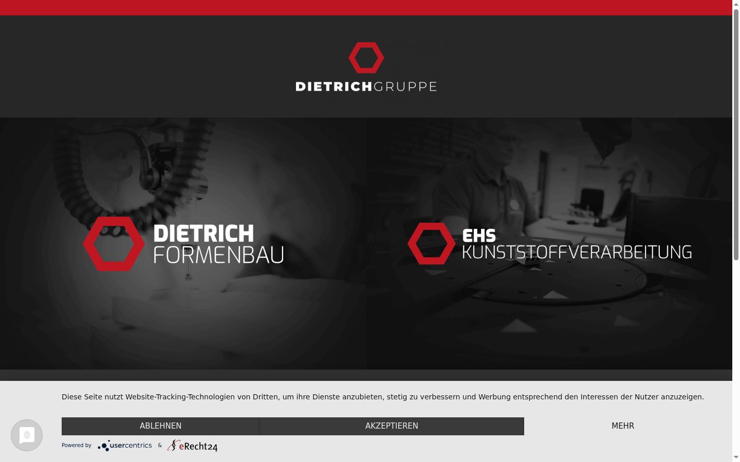 Screenshot des Einwilligungsbanners vor jeglicher Interaktion