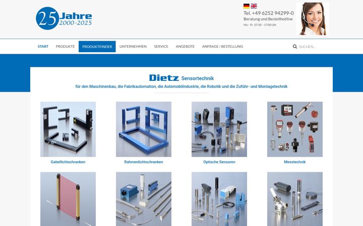 Екранна снимка на dietz-sensortechnik.de