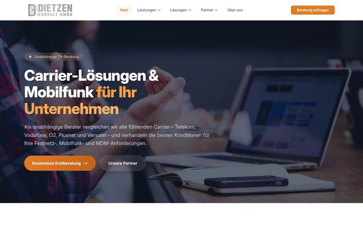Screenshot stránky dietzen-consult.de