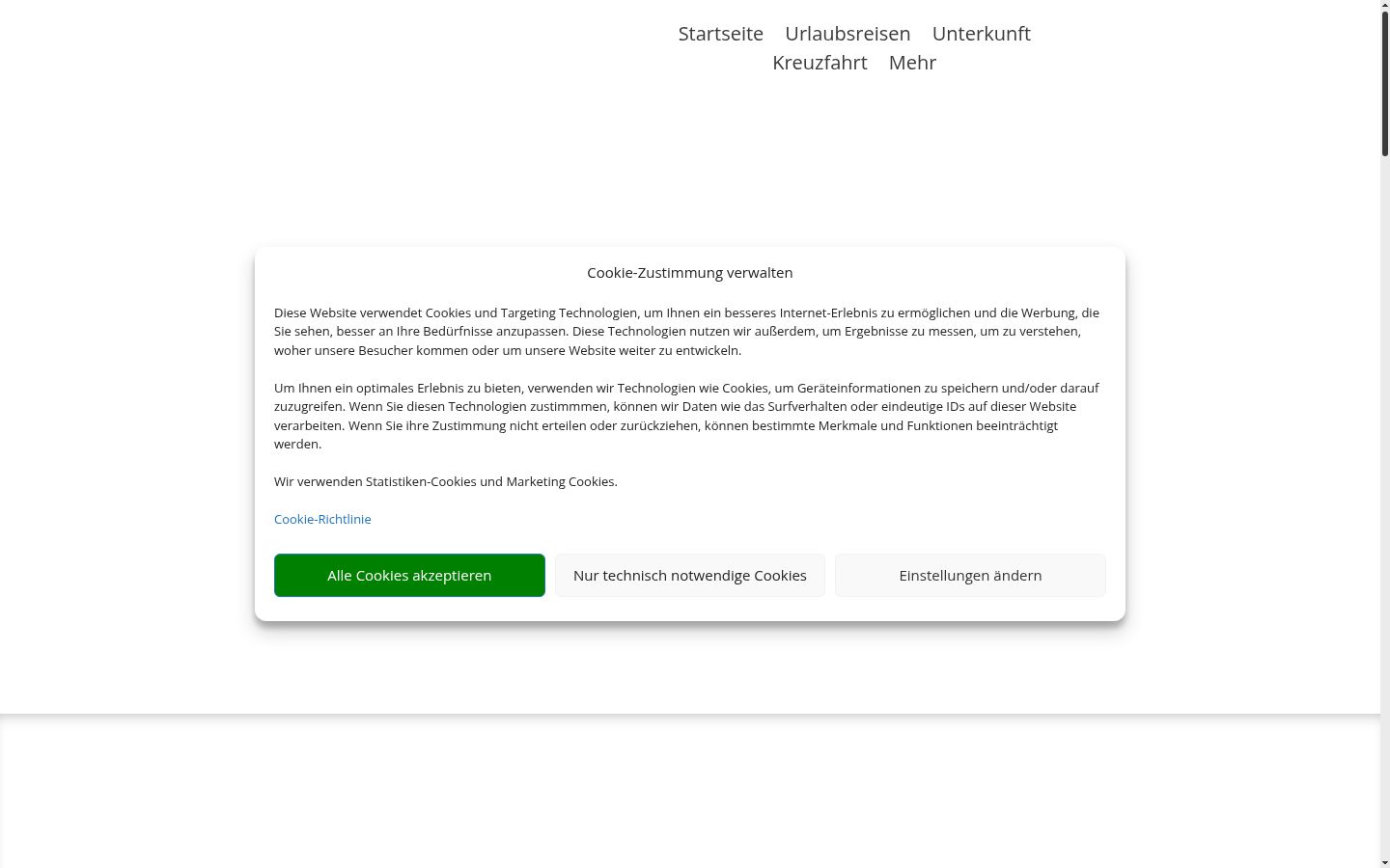 Posnetek zaslona pasice za privolitev, prikazane pred kakršno koli interakcijo