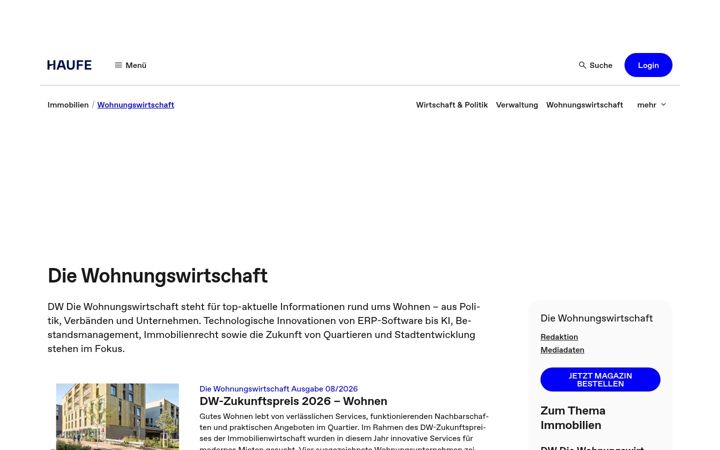 Screenshot stránky diewohnungswirtschaft.de