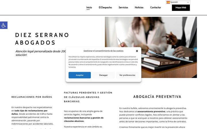 Skjermbilde av diezserranoabogados.es