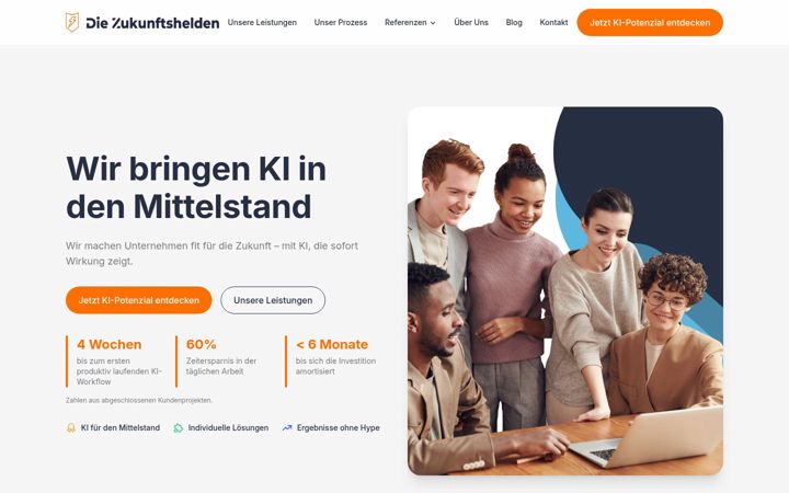 Screenshot stránky diezukunftshelden.de