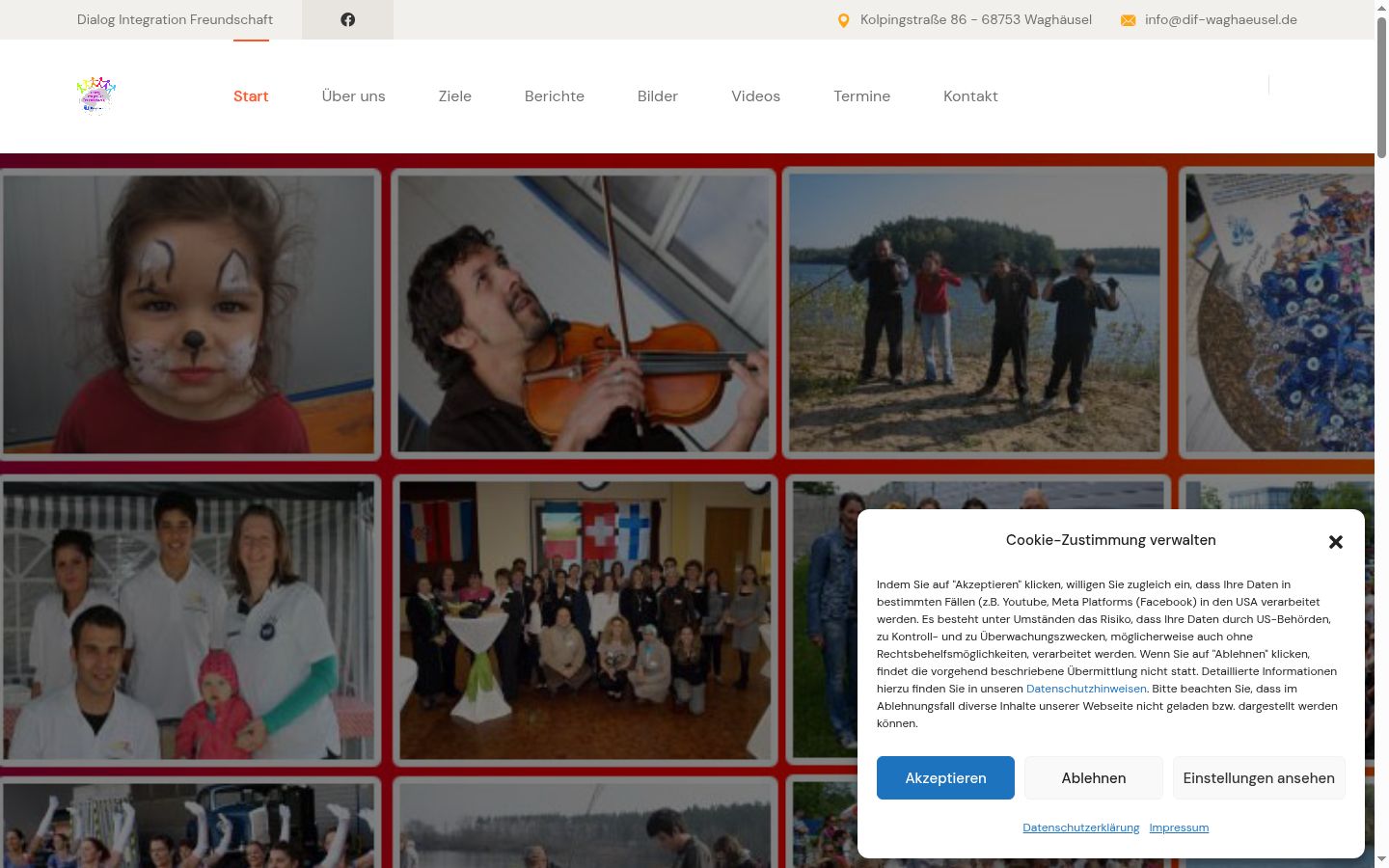 Screenshot des Einwilligungsbanners vor jeglicher Interaktion