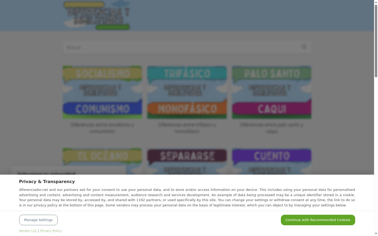 Screenshot del banner di consenso mostrato prima di qualsiasi interazione