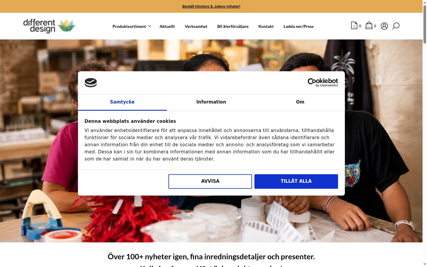 Screenshot des Einwilligungsbanners vor jeglicher Interaktion
