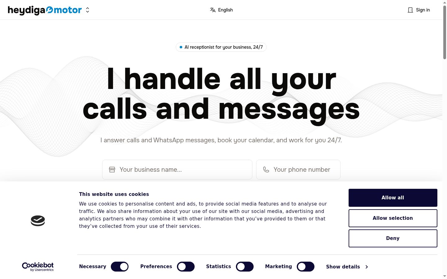 Screenshot del banner di consenso mostrato prima di qualsiasi interazione