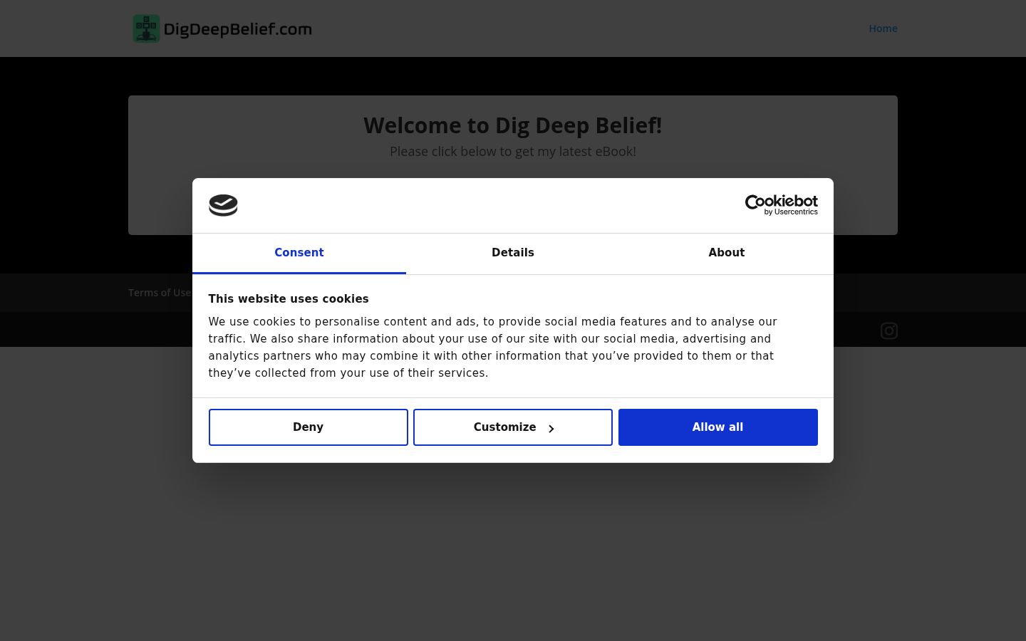 Screenshot of the consent banner shown before any interaction