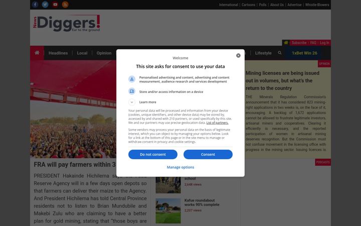 Screenshot of diggers.news