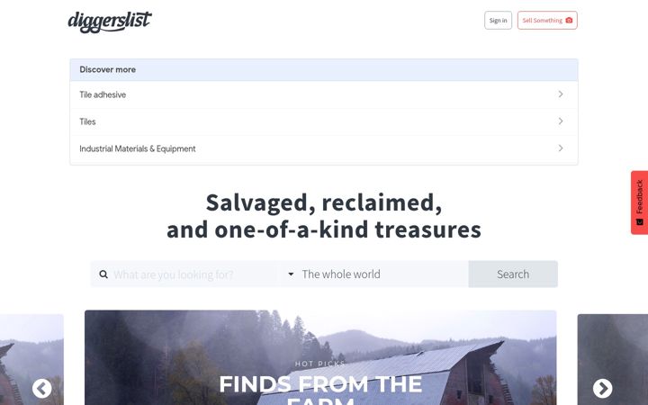 Kuvakaappaus sivustosta diggerslist.com