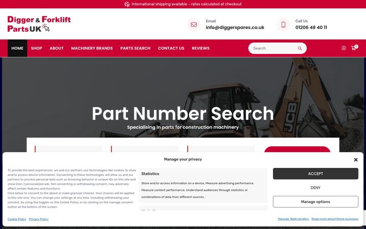 Zrzut ekranu diggerspares.co.uk