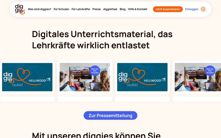 Screenshot van diggies.de