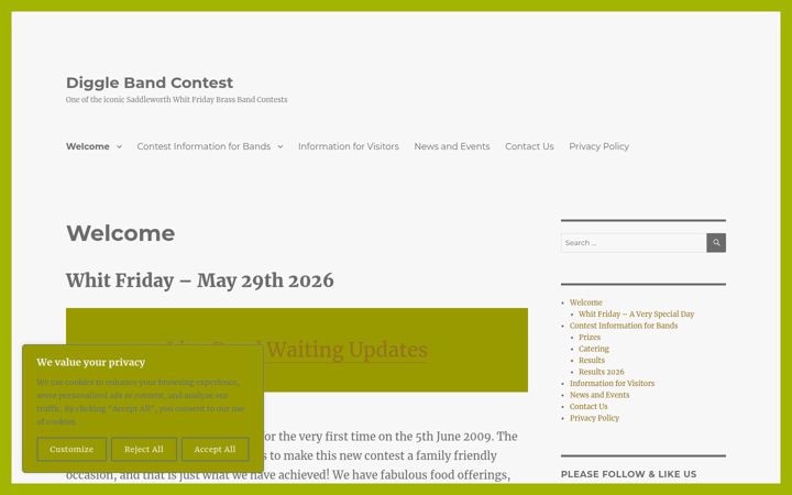 Zrzut ekranu digglebandcontest.co.uk