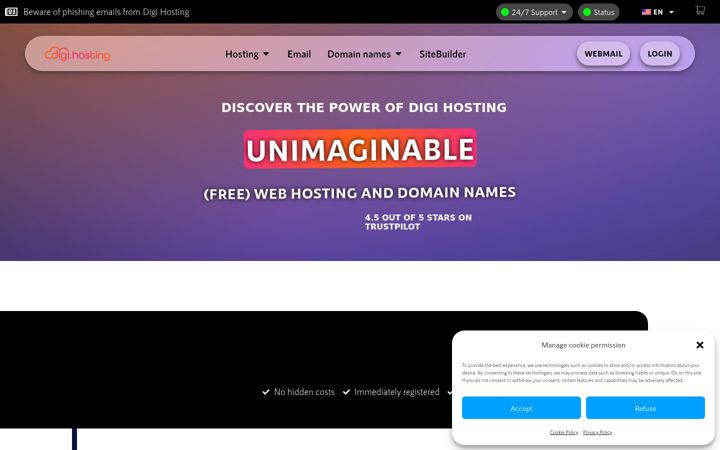 Screenshot of digi.hosting