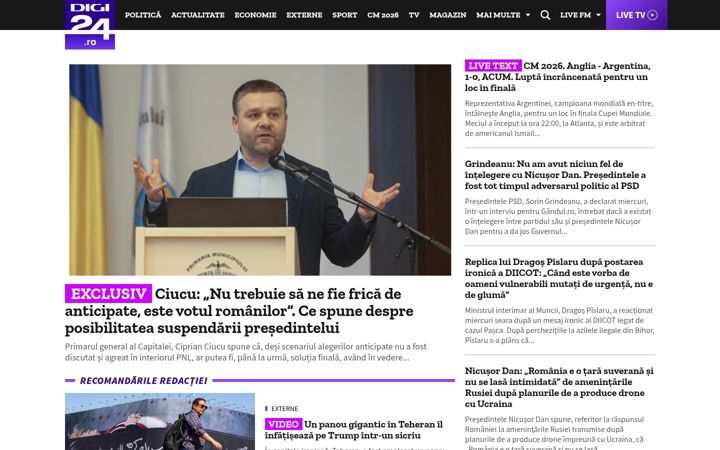 Екранна снимка на digi24.ro