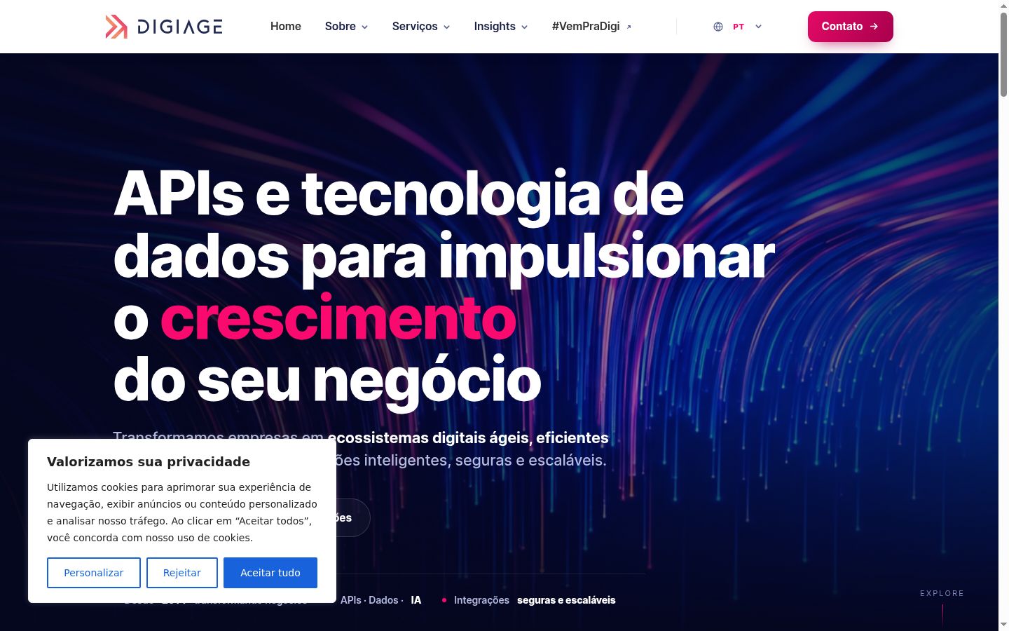 Captura de pantalla del banner de consentimiento mostrado antes de cualquier interacción