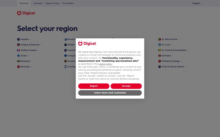 Екранна снимка на digicelgroup.com