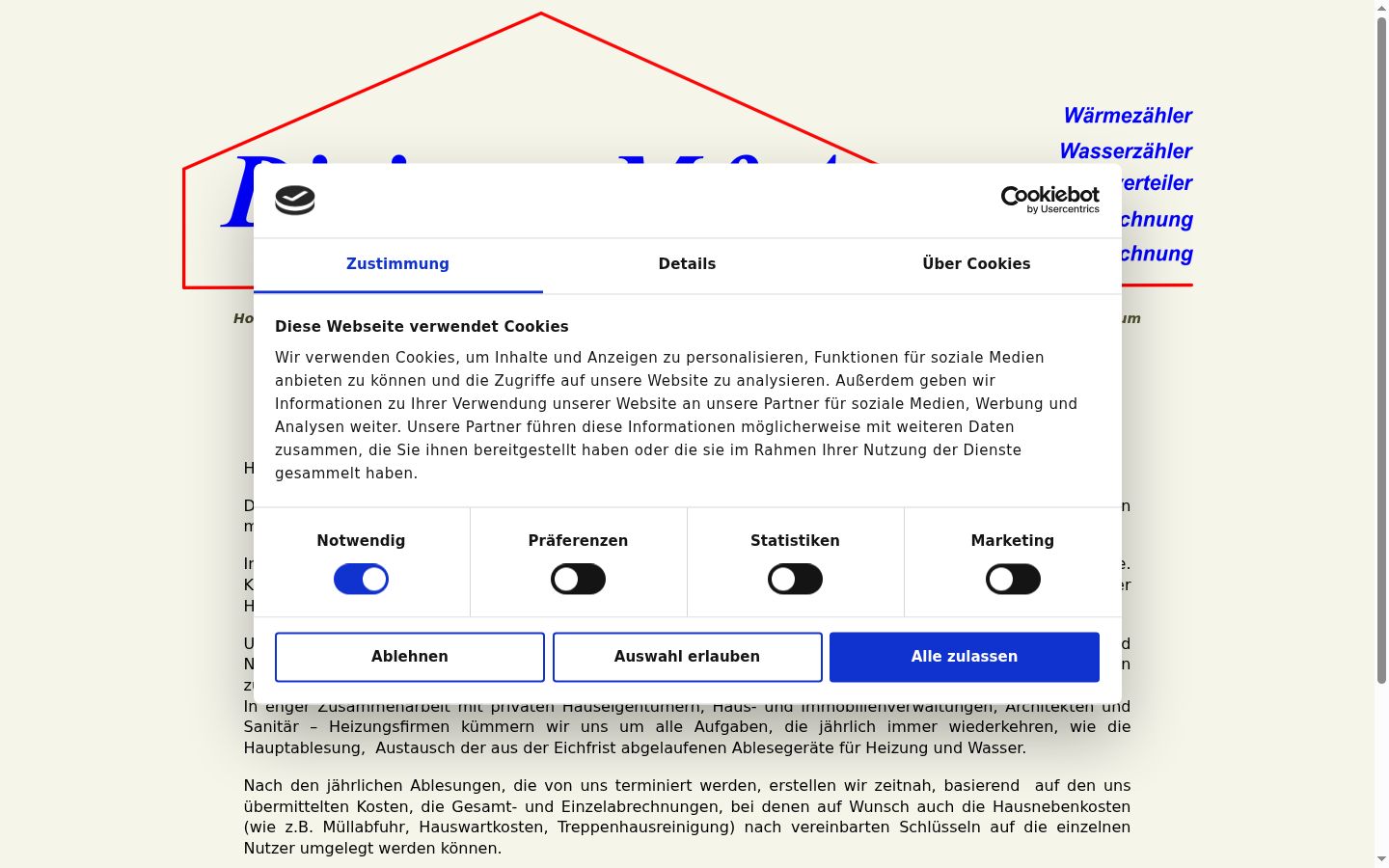 Screenshot del banner di consenso mostrato prima di qualsiasi interazione