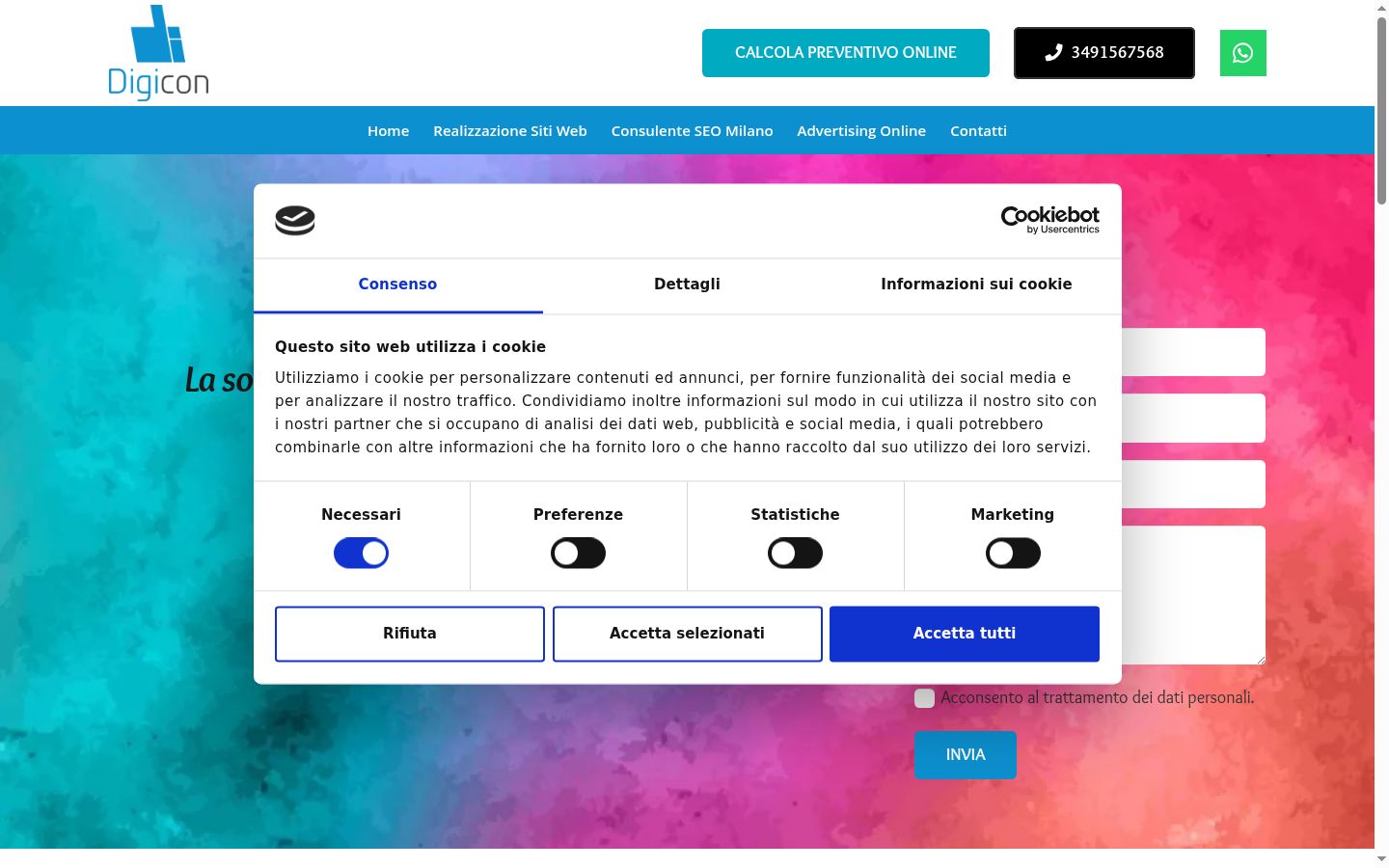 Capture d'écran de la bannière de consentement affichée avant toute interaction