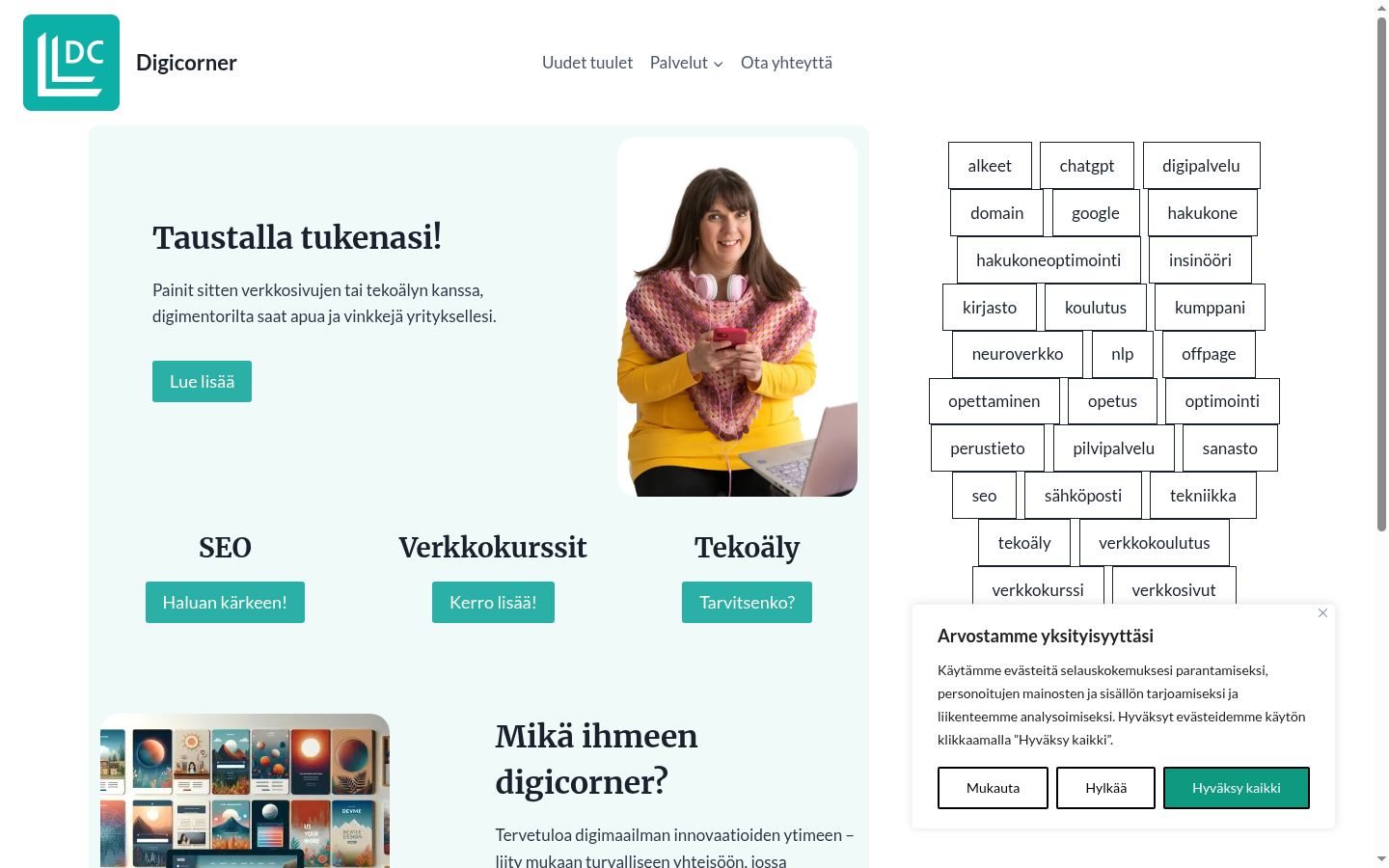 Skærmbillede af samtykkebanneret, som det blev vist før nogen interaktion