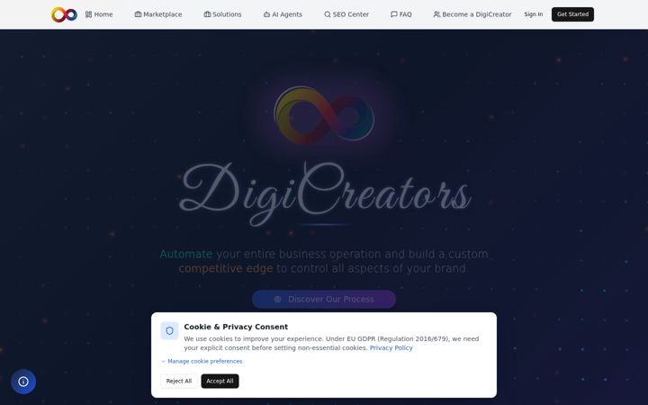 Skärmbild av digicreators.io