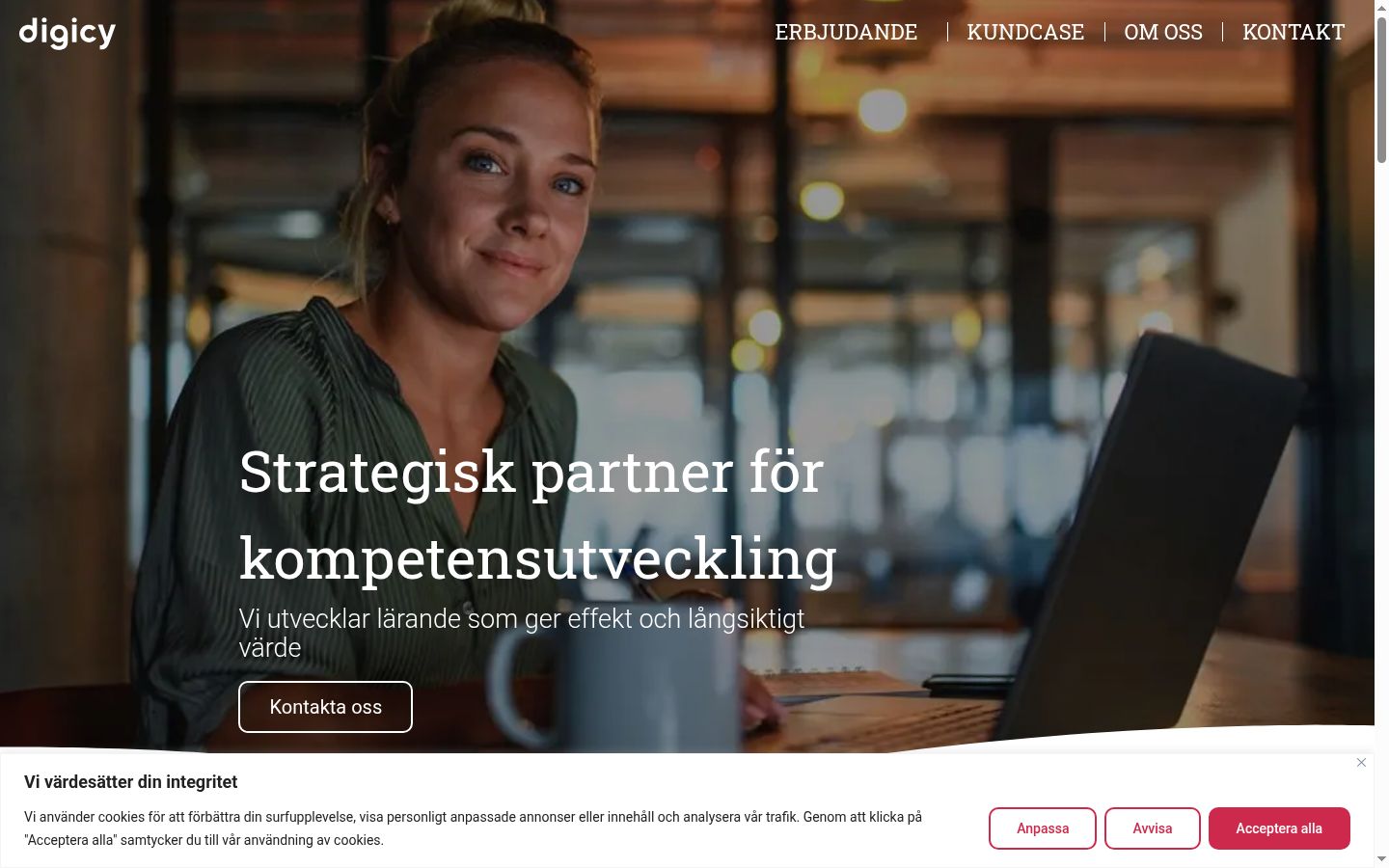 Skærmbillede af samtykkebanneret, som det blev vist før nogen interaktion