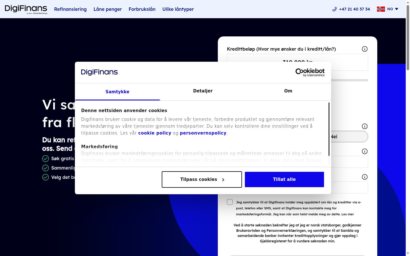 Screenshot of the consent banner shown before any interaction