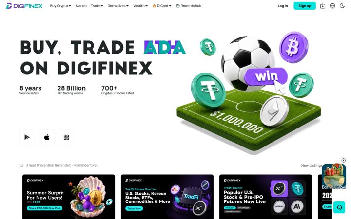 Ekrānuzņēmums no digifinex.vip