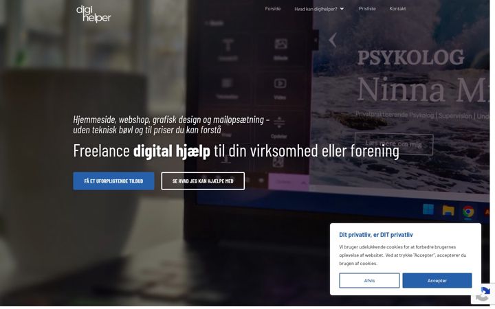 Screenshot of digihelper.dk